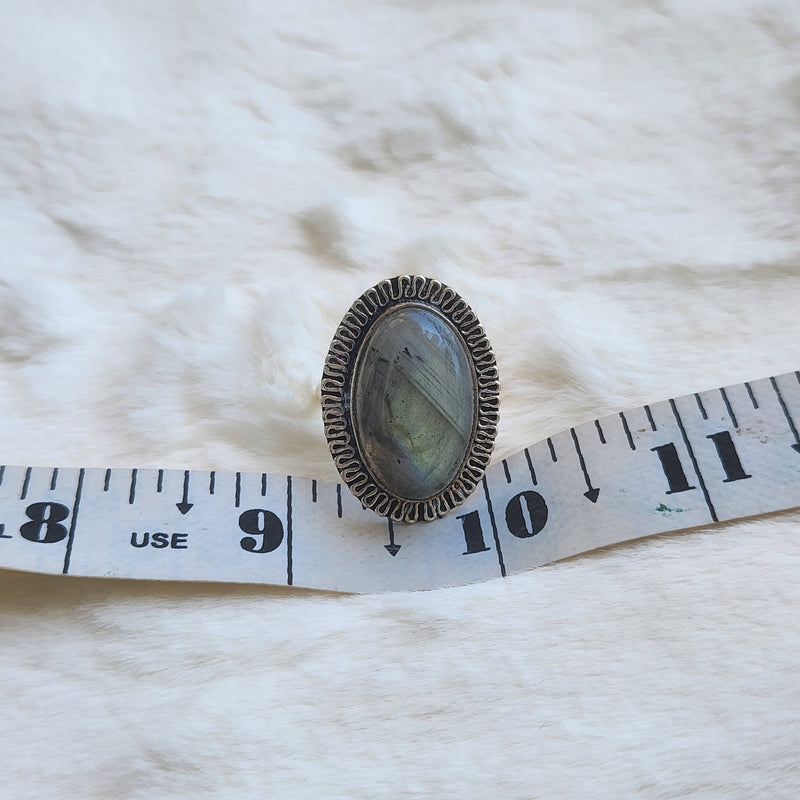 Certified Labradorite Adjustable Rings- Design 18
