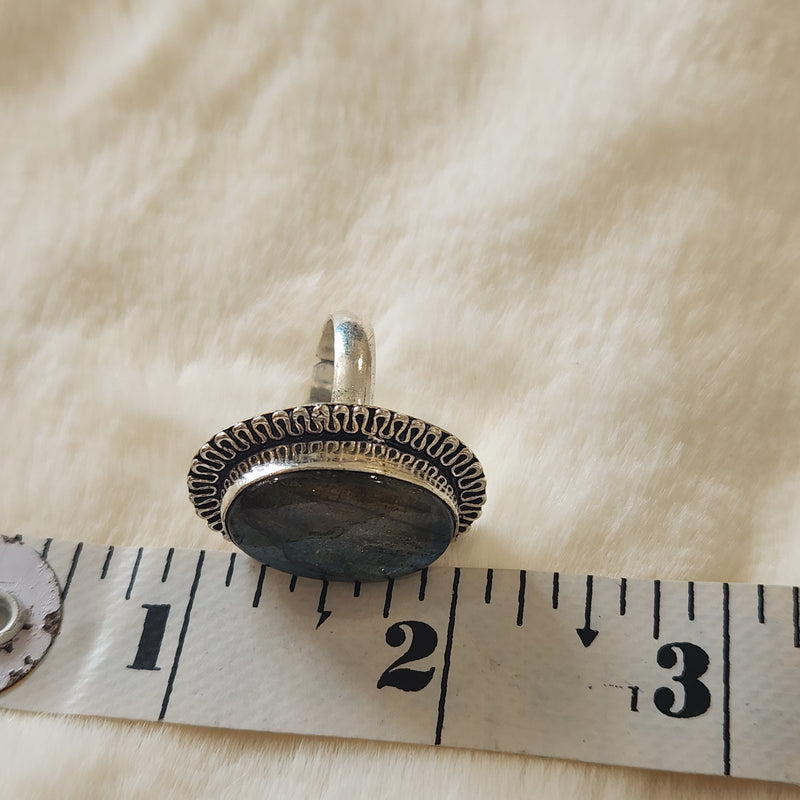 Certified Labradorite Adjustable Rings- Design 20