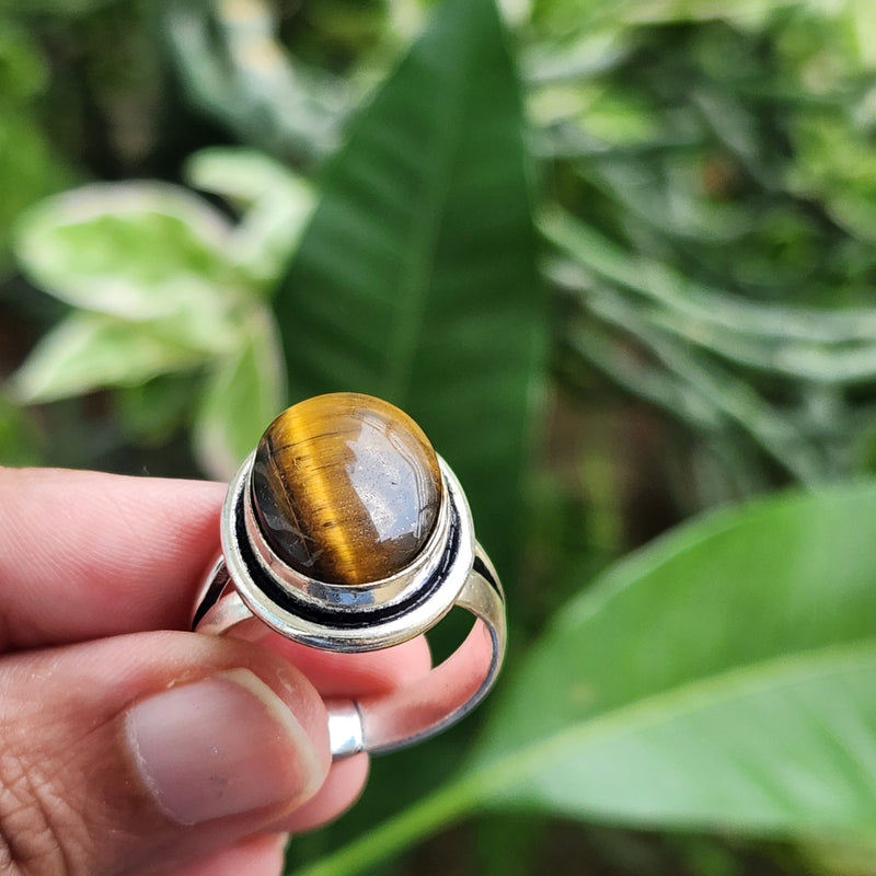 Certified Tiger Eye Adjustable Ring -R10