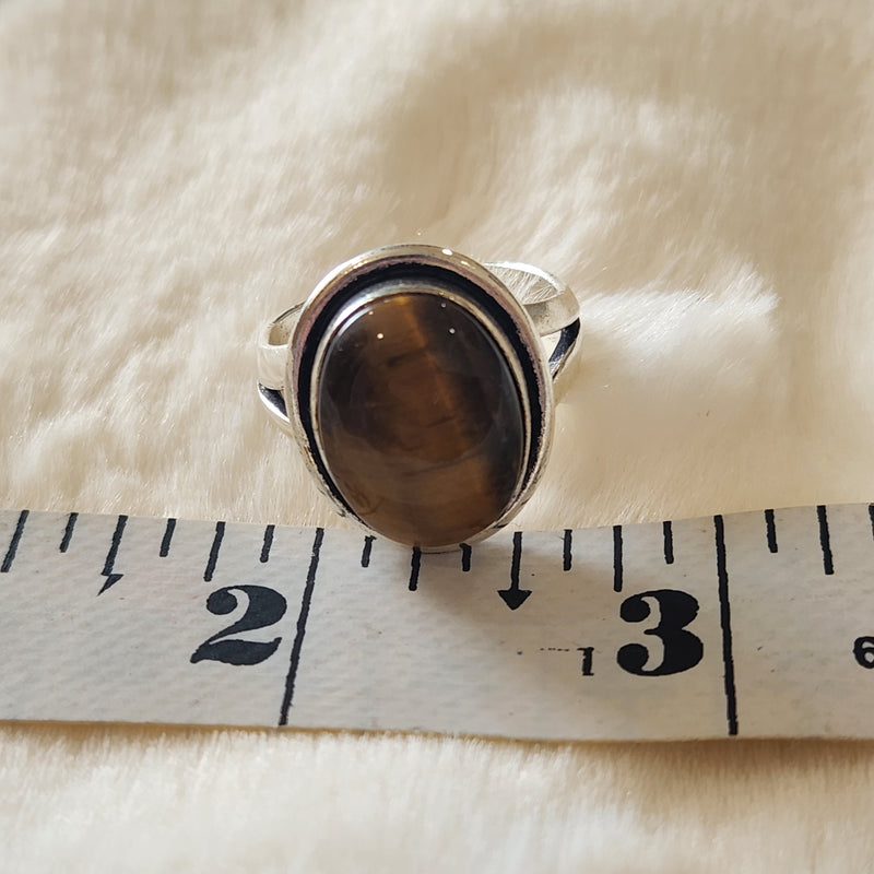 Certified Tiger Eye Adjustable Ring -R10