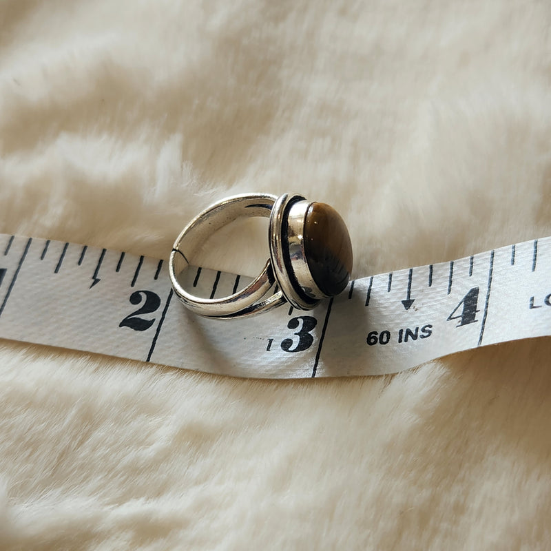 Certified Tiger Eye Adjustable Ring -R10