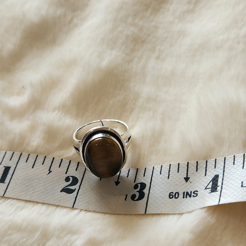 Certified Tiger Eye Adjustable Ring -R10