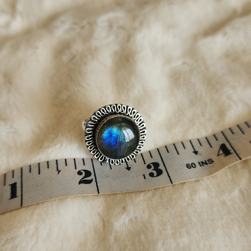 Certified Labradorite Adjustable Rings- Design 23