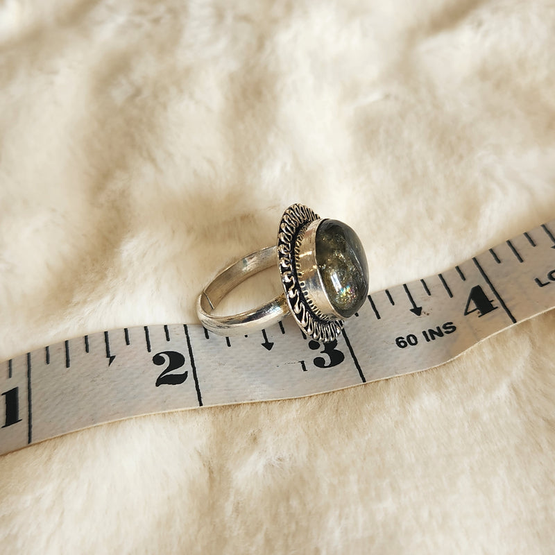 Certified Labradorite Adjustable Rings- Design 23