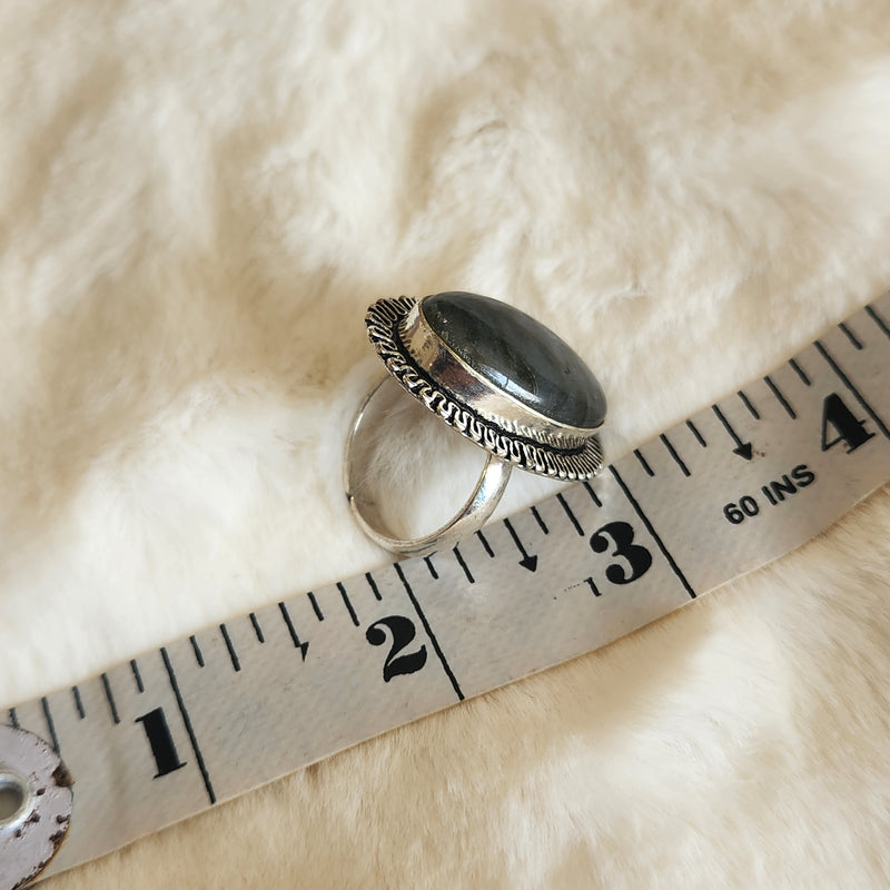 Certified Labradorite Adjustable Rings- Design 24