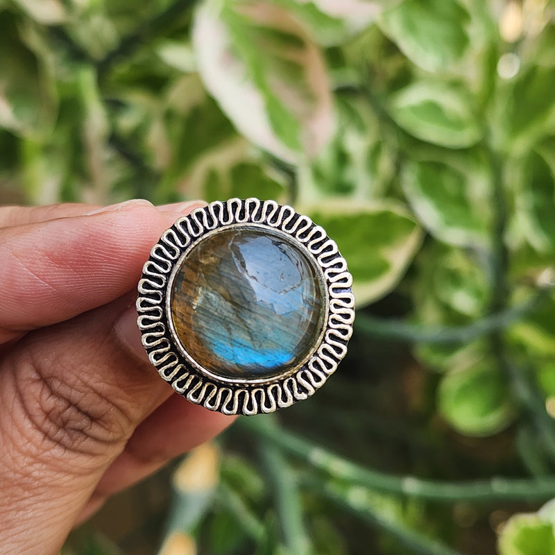 Labradorite Adjustable Rings- Design 26