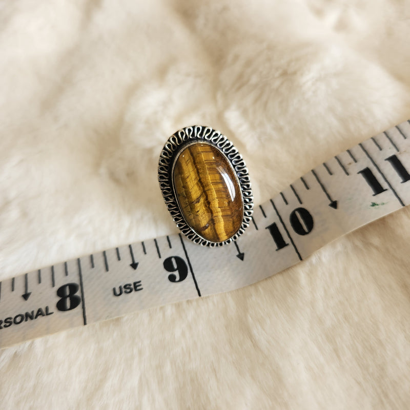 Certified Tiger Eye Adjustable Ring -R11