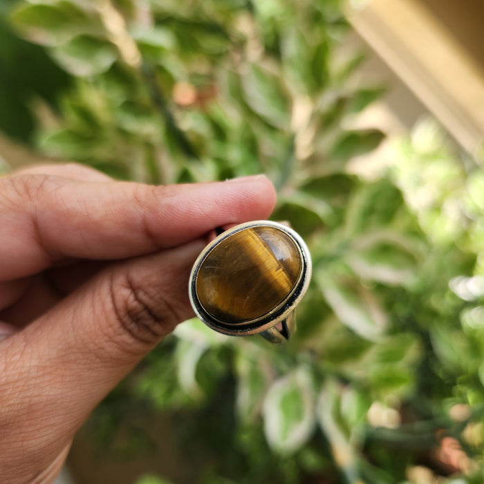 Certified Tiger Eye Adjustable Ring -R12