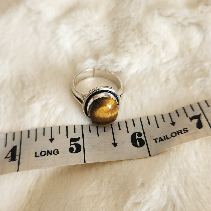Certified Tiger Eye Adjustable Ring -R12