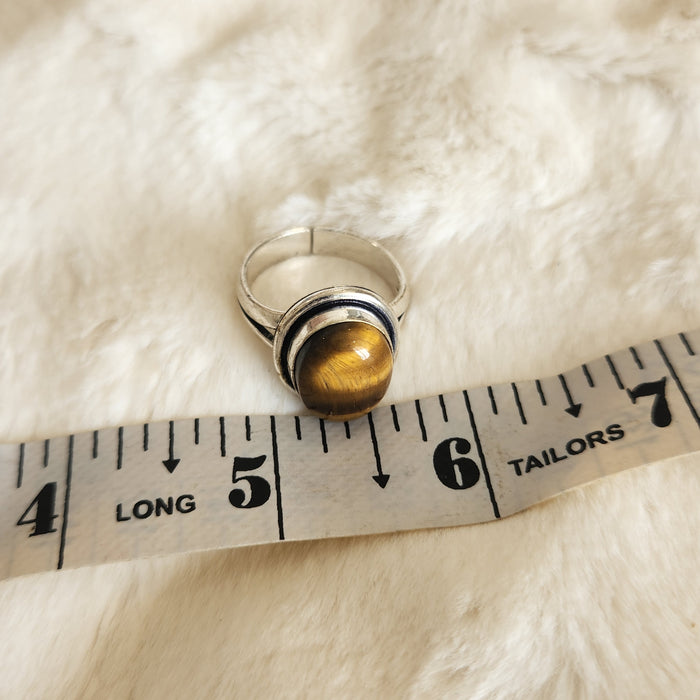 Certified Tiger Eye Adjustable Ring -R12