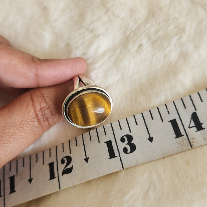 Certified Tiger Eye Adjustable Ring -R12