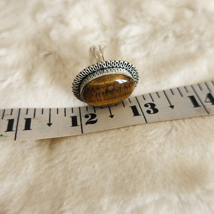 Certified Tiger Eye Adjustable Ring -R13