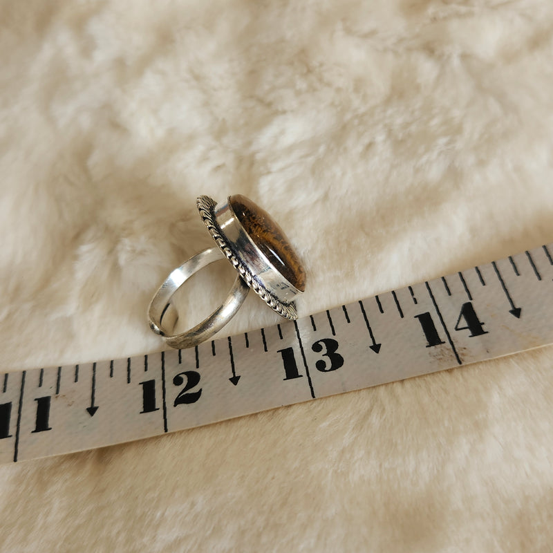 Certified Tiger Eye Adjustable Ring -R13
