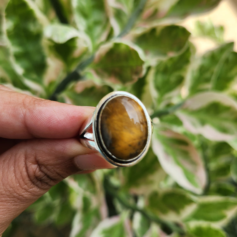 Certified Tiger Eye Adjustable Ring -R14
