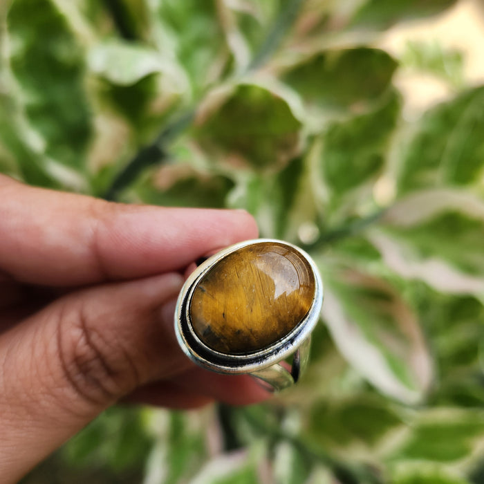 Certified Tiger Eye Adjustable Ring -R14