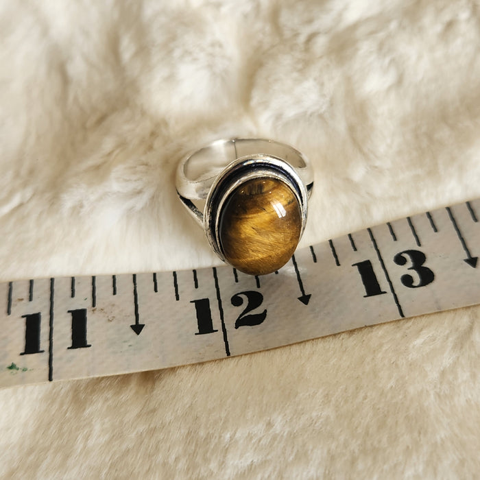 Certified Tiger Eye Adjustable Ring -R14