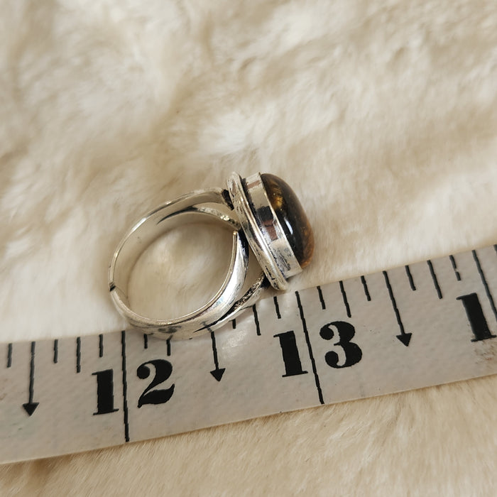 Certified Tiger Eye Adjustable Ring -R14