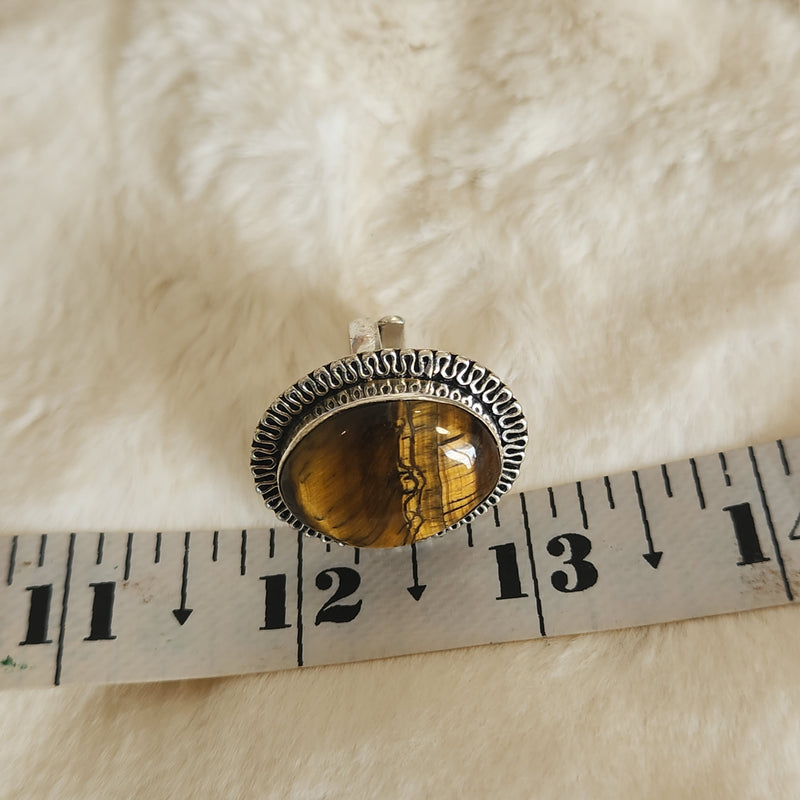 Certified Tiger Eye Adjustable Ring -R15