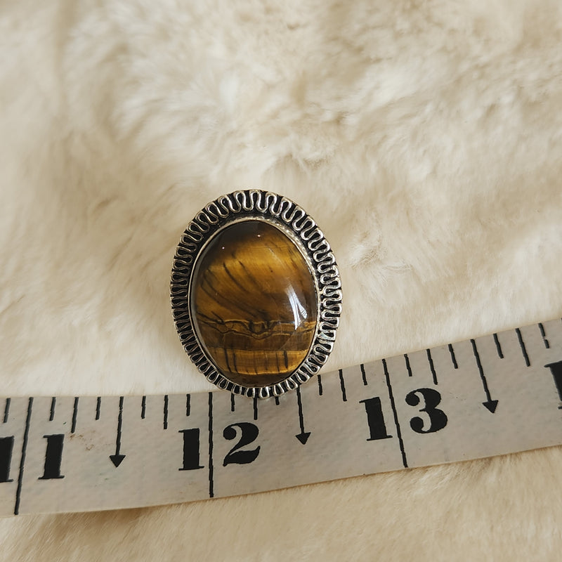 Certified Tiger Eye Adjustable Ring -R15