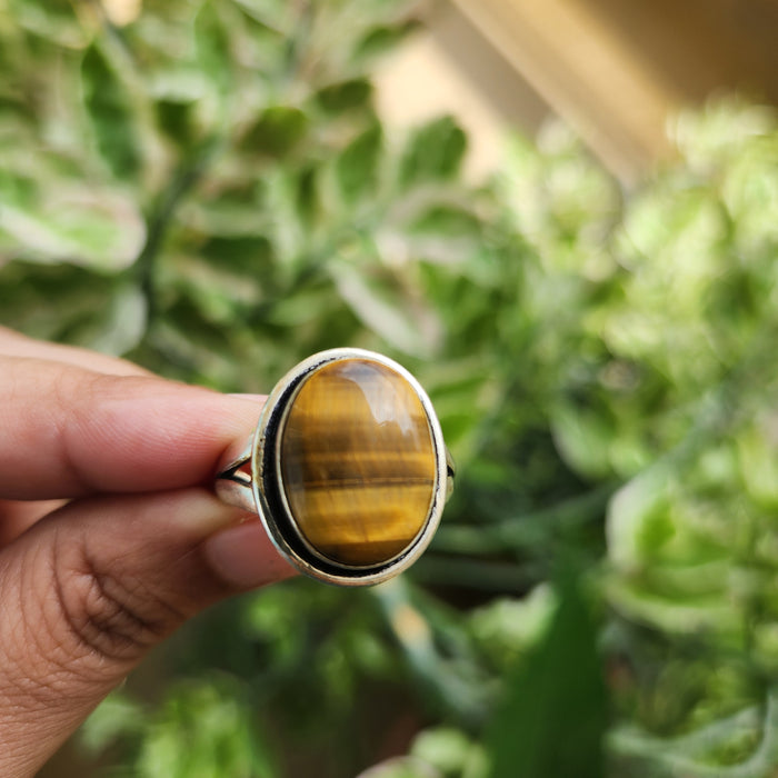 Certified Tiger Eye Adjustable Ring -R16