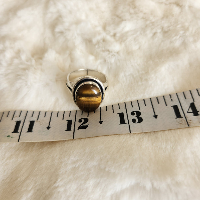 Certified Tiger Eye Adjustable Ring -R16