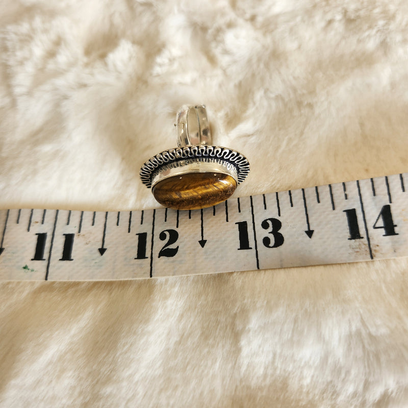 Certified Tiger Eye Adjustable Ring -R17