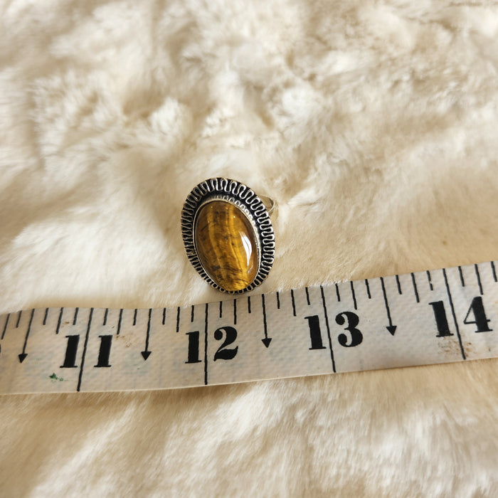 Certified Tiger Eye Adjustable Ring -R17
