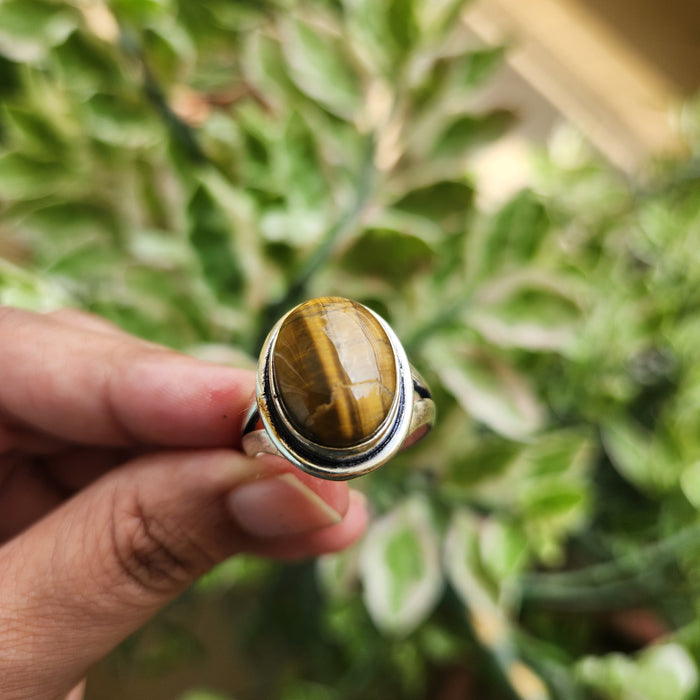Certified Tiger Eye Adjustable Ring -R18