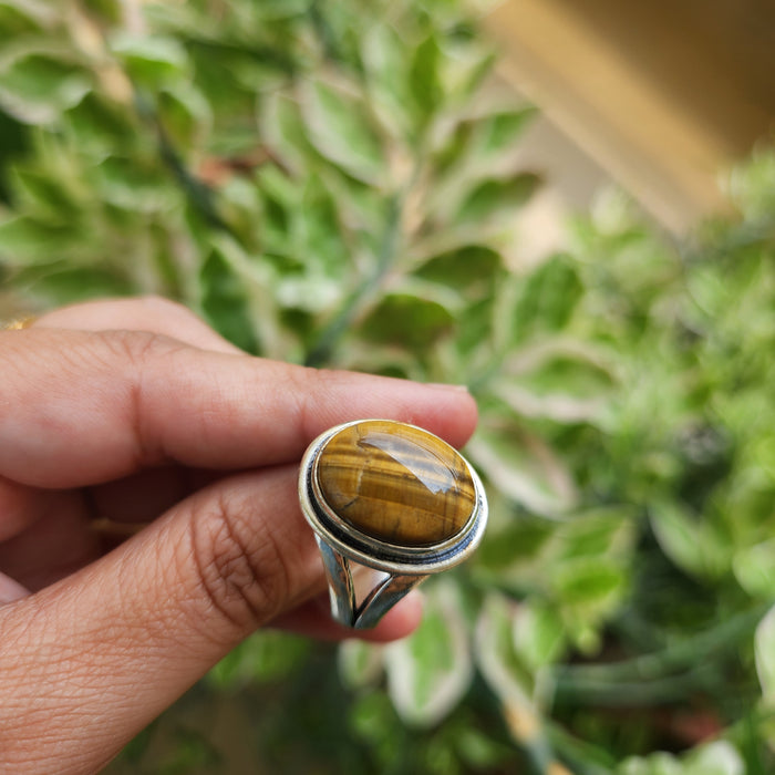 Certified Tiger Eye Adjustable Ring -R18