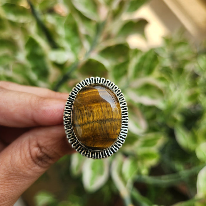 Certified Tiger Eye Adjustable Ring -R19