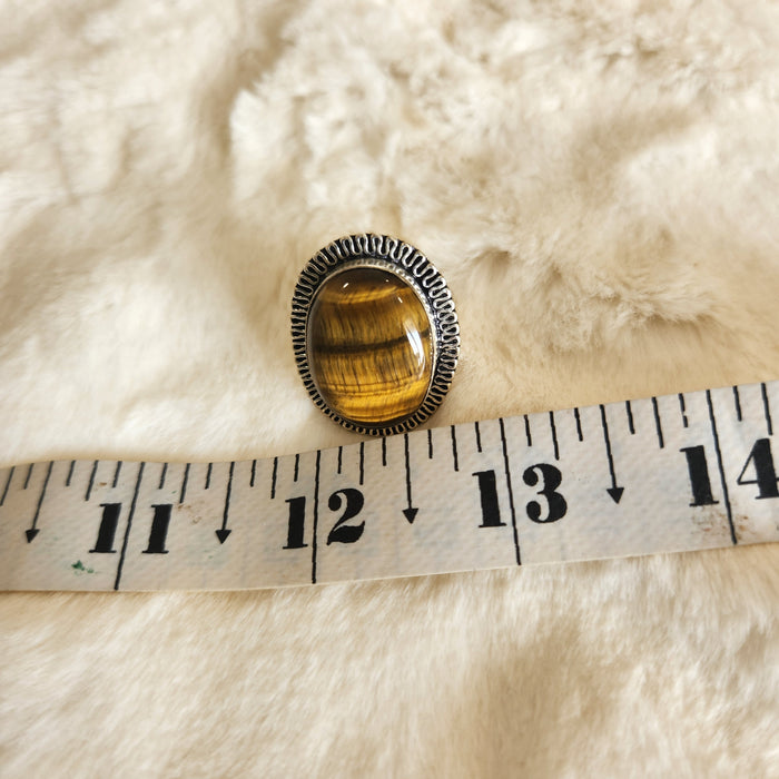 Certified Tiger Eye Adjustable Ring -R19