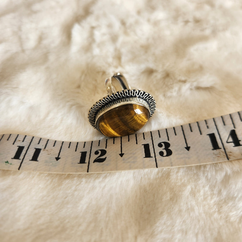 Certified Tiger Eye Adjustable Ring -R19