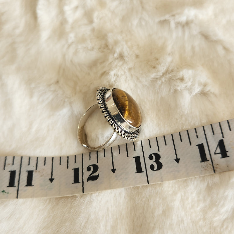 Certified Tiger Eye Adjustable Ring -R20