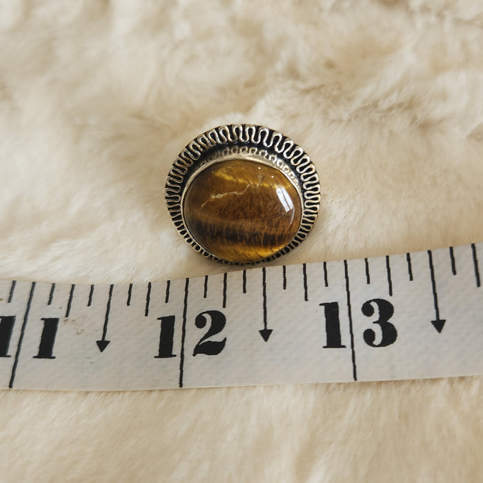 Certified Tiger Eye Adjustable Ring -R20