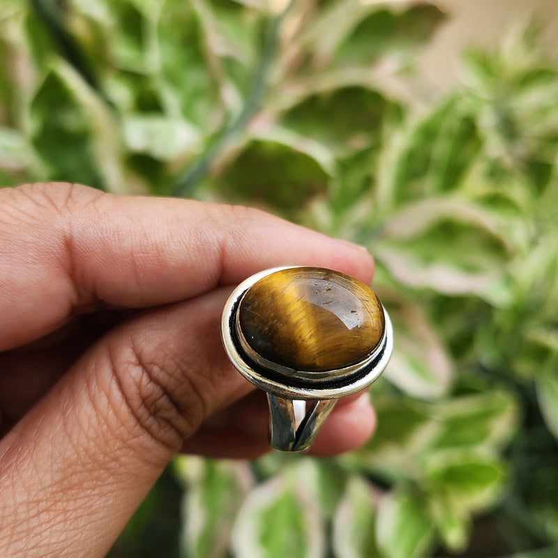 Certified Tiger Eye Adjustable Ring -R21