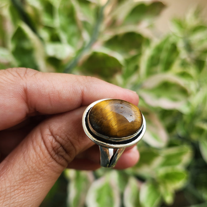 Certified Tiger Eye Adjustable Ring -R21