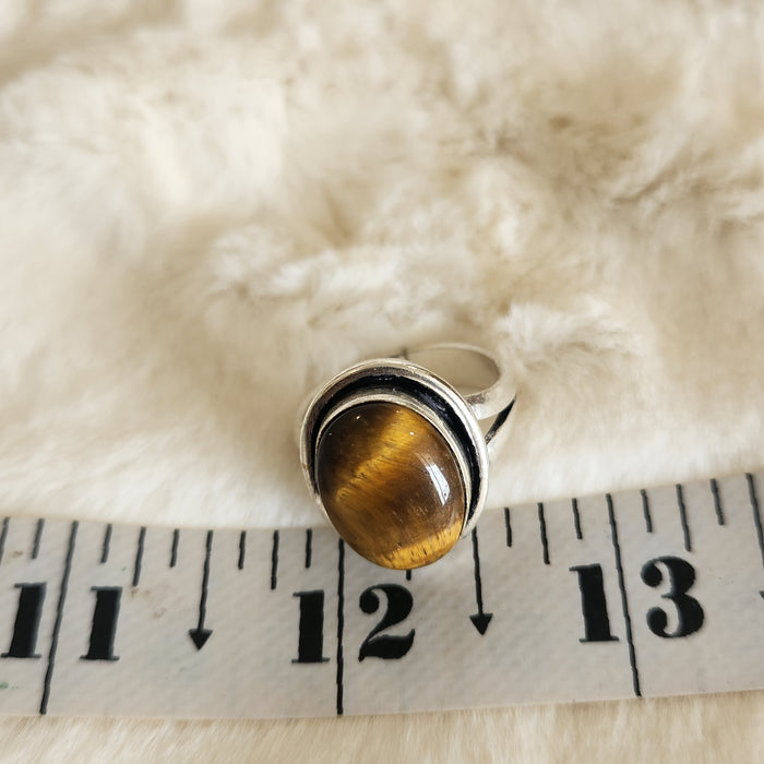 Certified Tiger Eye Adjustable Ring -R21