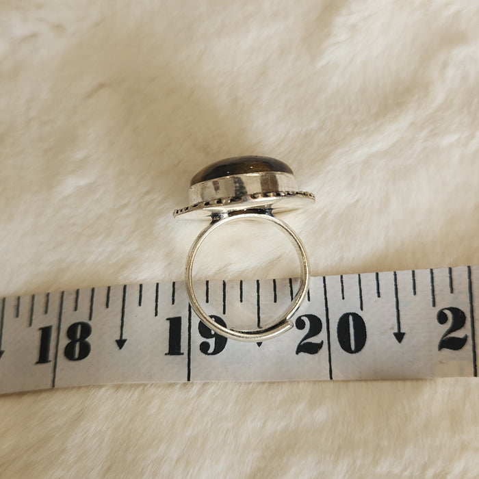 Certified Tiger Eye Adjustable Ring -R22