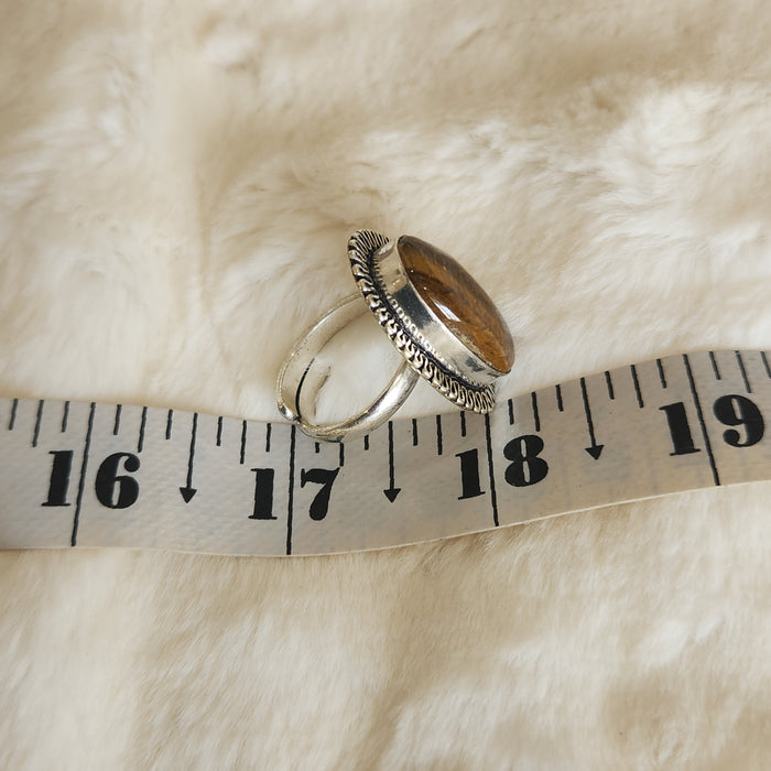 Certified Tiger Eye Adjustable Ring -R24