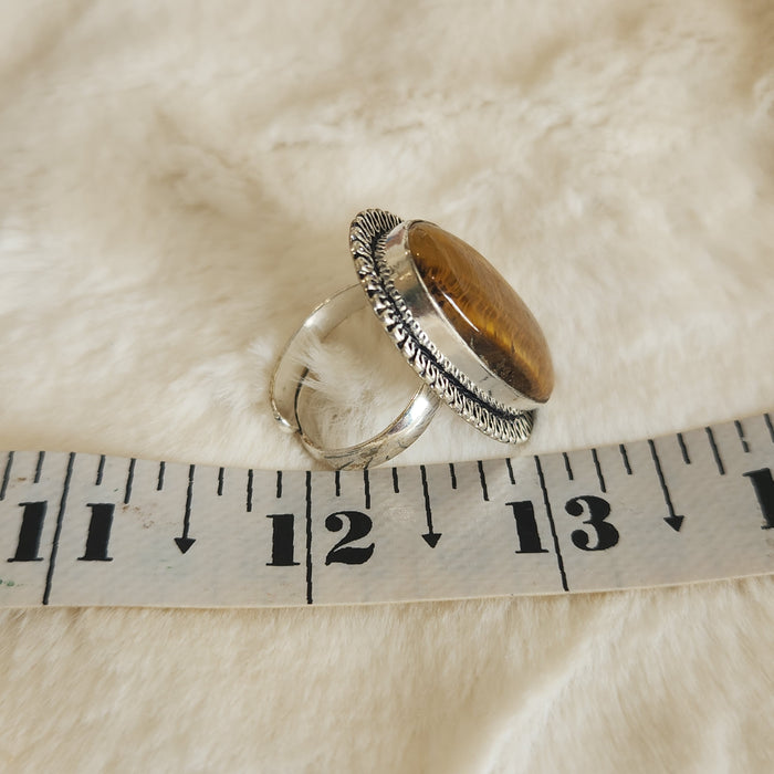 Certified Tiger Eye Adjustable Ring -R23