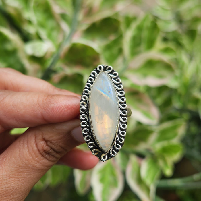 Certified Moonstone Adjustable Ring-R32