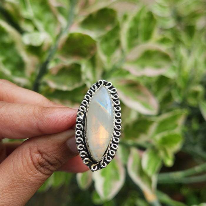 Certified Moonstone Adjustable Ring-R32