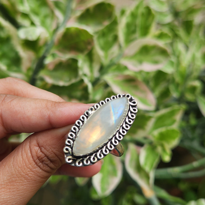 Certified Moonstone Adjustable Ring-R32