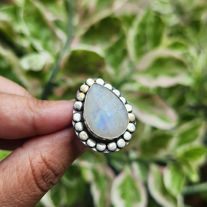Certified Moonstone Adjustable Ring-R36