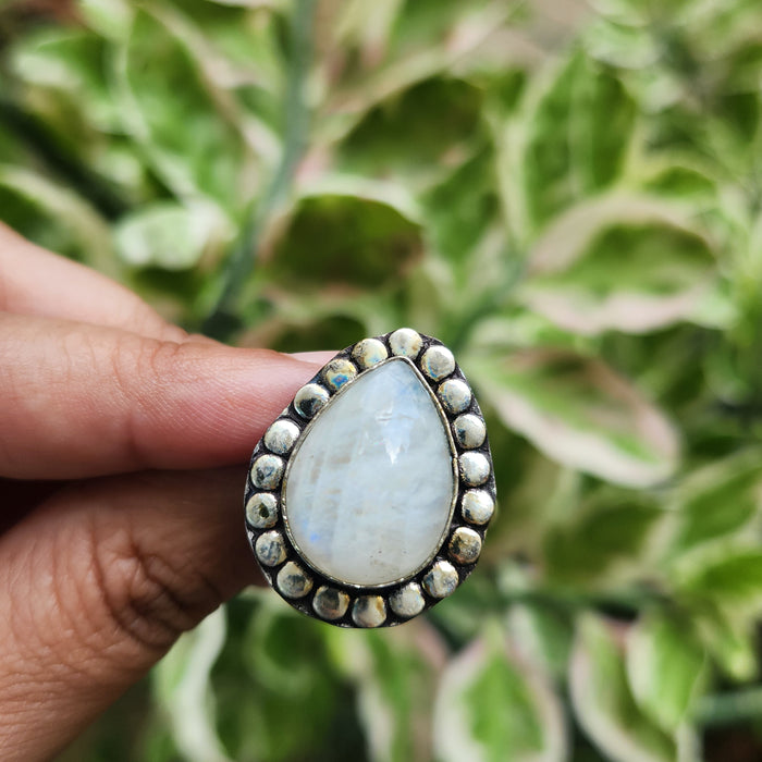 Certified Moonstone Adjustable Ring-R36