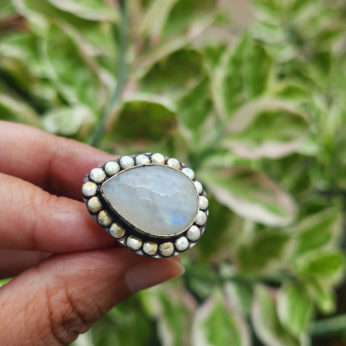 Certified Moonstone Adjustable Ring-R36