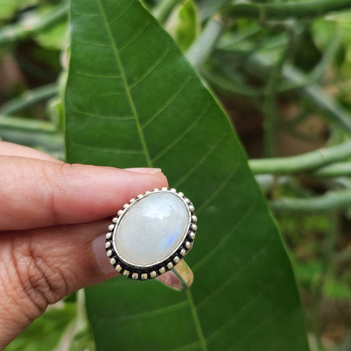 Certified Moonstone Adjustable Ring-R37