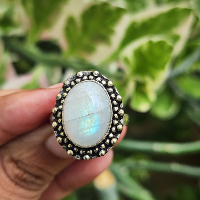 Certified Moonstone Adjustable Ring-R35