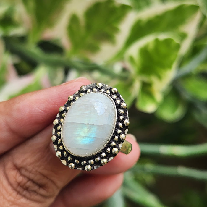 Certified Moonstone Adjustable Ring-R35