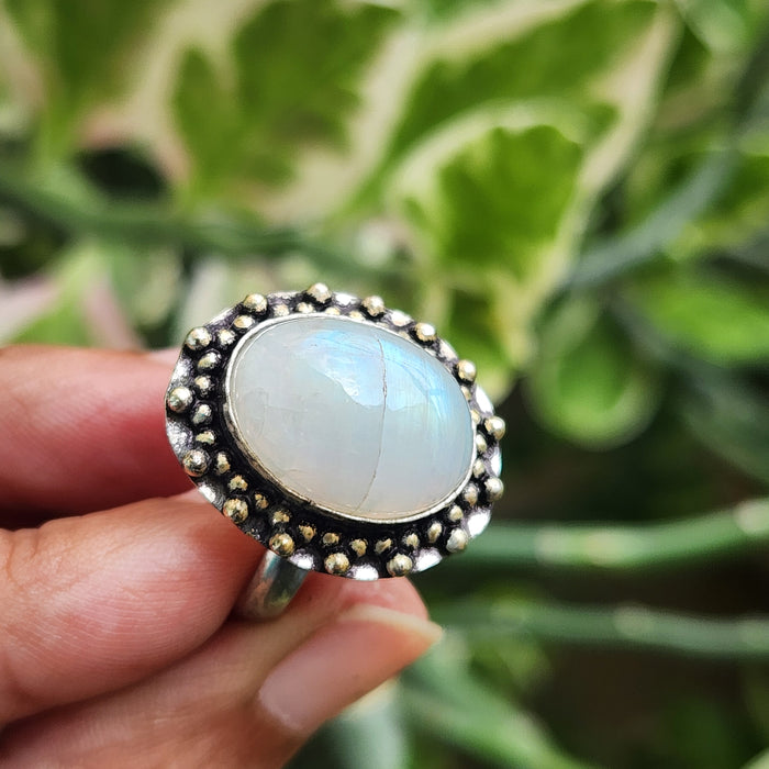 Certified Moonstone Adjustable Ring-R35